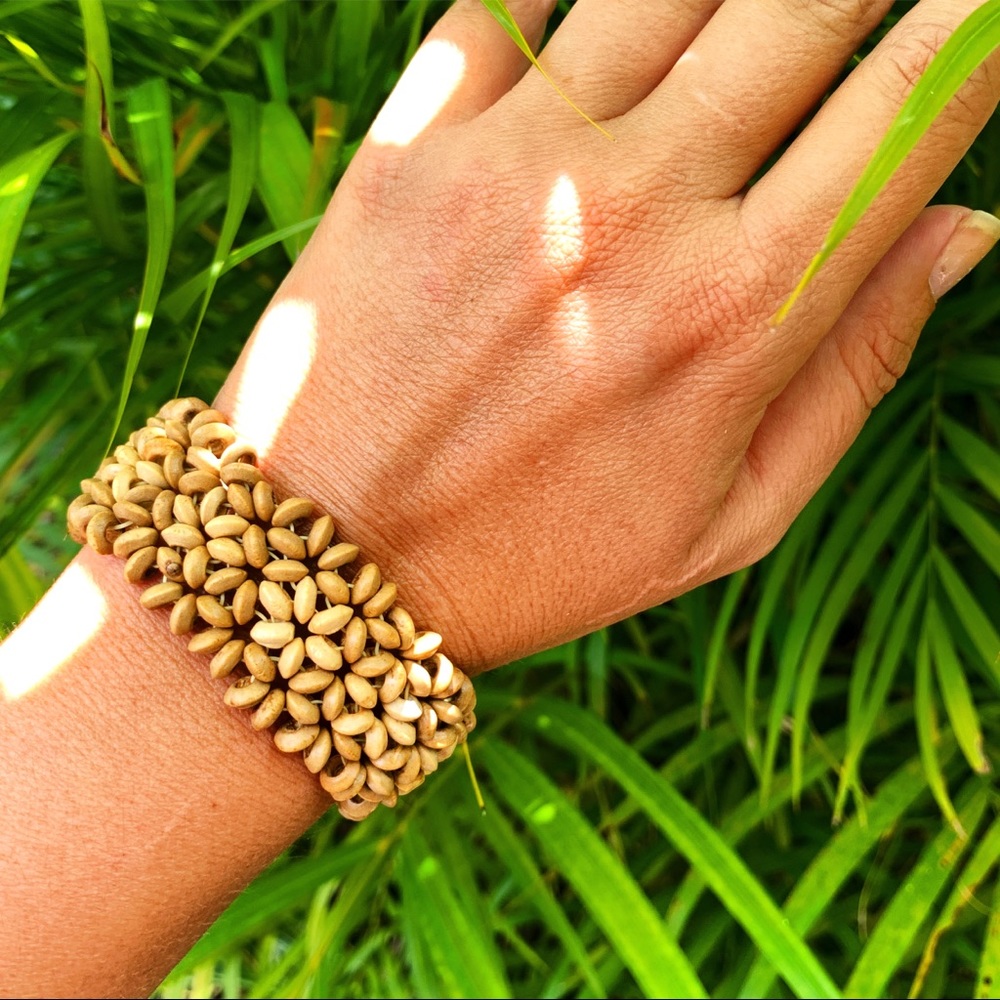 HANDMADE FOLK WOOD bracelet OS jewelry beads boho